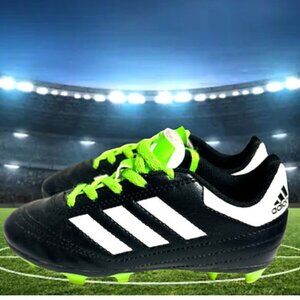 Adidas Goletto 6 FG J 'Black Solar Green'  Soccer Cleats Kids Sz 12